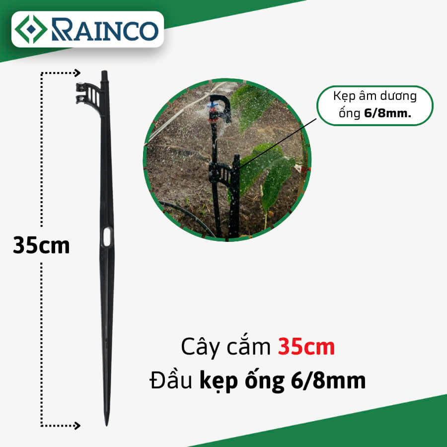 Cây cắm 35cm đầu kẹp ống 6 8mm